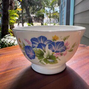 Vintage Royal Kent Morning Glory Floral Slop Bowl 4.5" Wide - Gold Rim Accent
